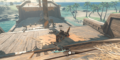 船の正面下からトーレルーフで上がる