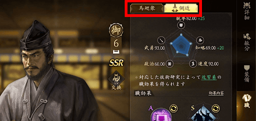 同じ職の武将が必要