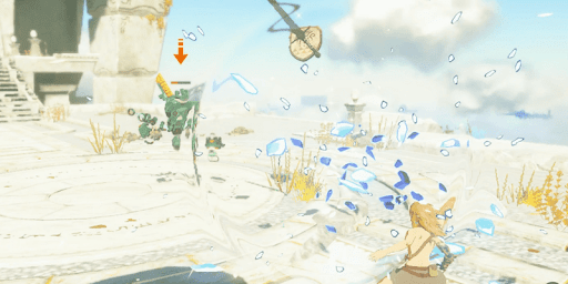 広場にいる盾持ちゴーレムを撃破する