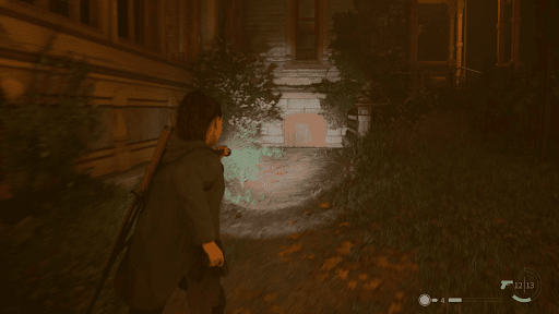 屋敷の外から地下室へ向かう