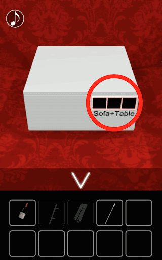 月の見える城からの脱出_赤ソファの上の箱の解読