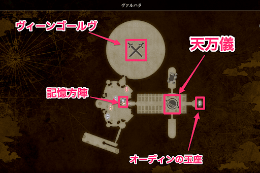 ヴァルキリーエリュシオン_ヴァルハラでできること_マップ
