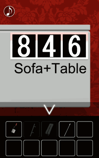 月の見える城からの脱出_赤ソファの上の箱の解読