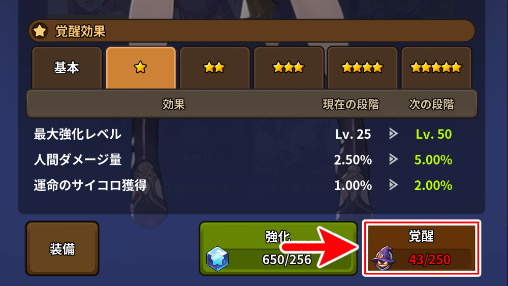 コスチューム覚醒