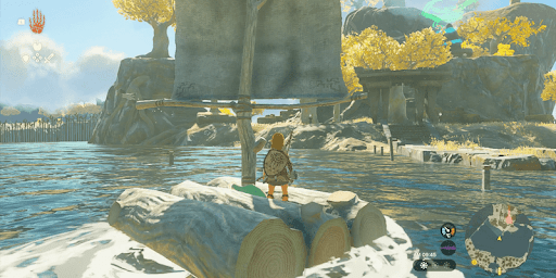 ウルトラハンドでイカダを作って渡る