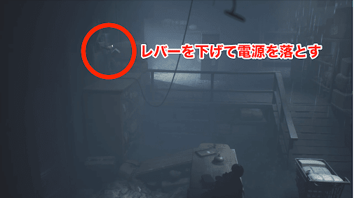 レバーを下げて電源を落とす