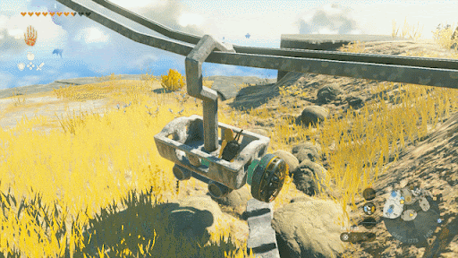 トロッコをフックで吊り下げる