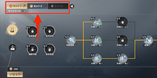 天賦は切り替え可能