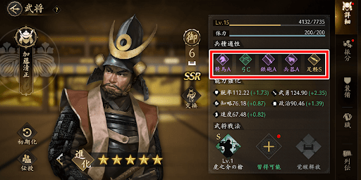 同じ適性兵種A~Sの武将で固める