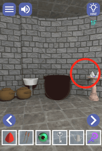 ドラゴンと魔法使いの住む塔_1階_画面右側の台を拡大する