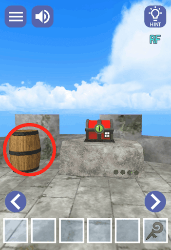 ドラゴンと魔法使いの住む塔_屋上_画面左側の樽を入手する