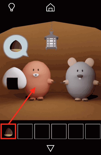 Dango_左側のモグラに栗を渡す