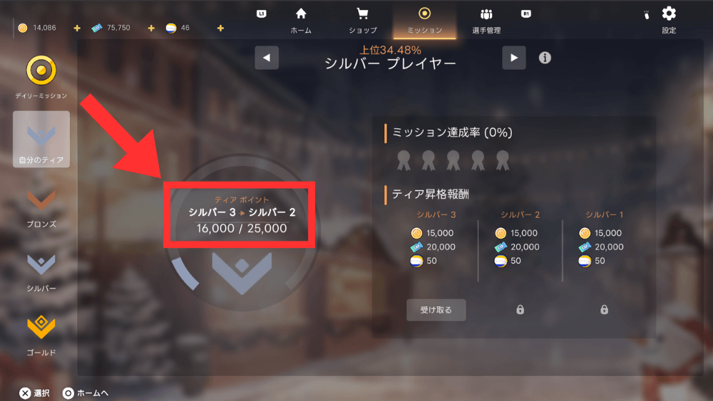 ティアポイントの条件を達成する