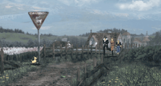 道の途中のコチョコボにぶつかる