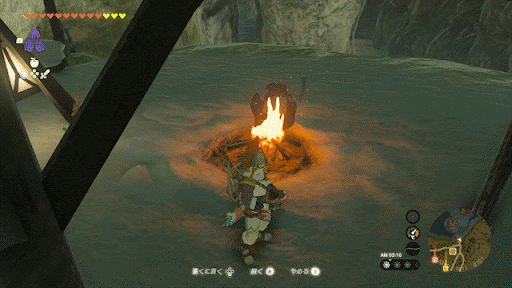 焚き火の気流に乗ってリトの村へ飛ぶ