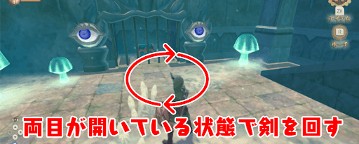 ゼルダSWS_目玉は両目が開いてる状態で剣を回そう