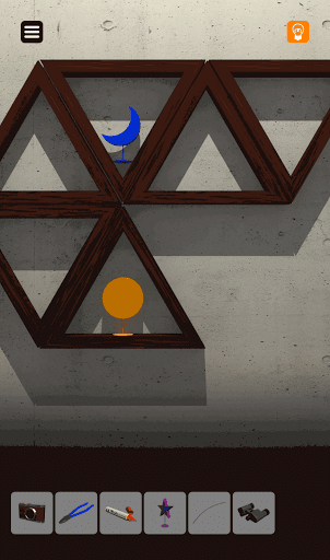 脱出ゲーム非常階段_6階_3階の傘立ての内側の色をヒントに青色の月と黄色の太陽を置く