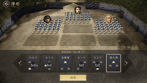 I編制によっては鋒矢陣や鶴翼陣も選択肢