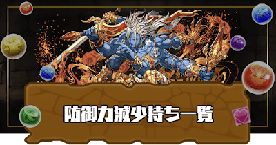 防御力減少スキル持ち一覧