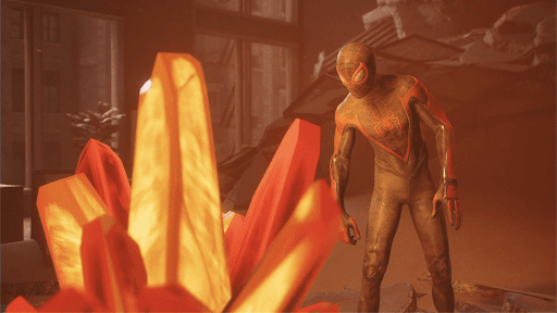 火災現場に向かい結晶を調べる