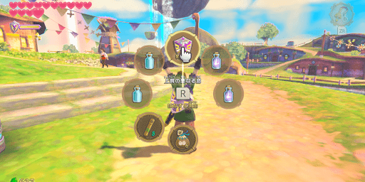 Rボタンで盾を装備する