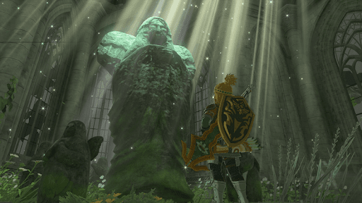 台地奥に進んで女神像（魔人像）と話す