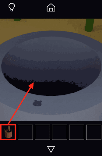 Dango_井戸に紐のついた桶を使用して水を入手する