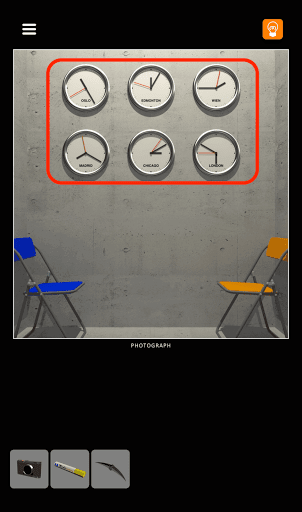 脱出ゲーム非常階段_3階_この装置は2階の時計を12時から時計回りに見たときに赤い針が何本目の針であるかを入力する