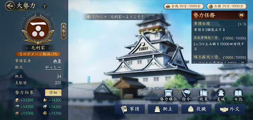 天下への道_プレイヤーが所属する大名家