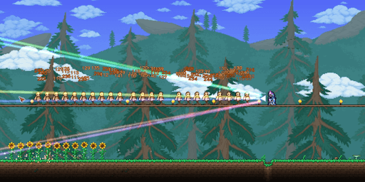 収束するレーザーを前方に発射する