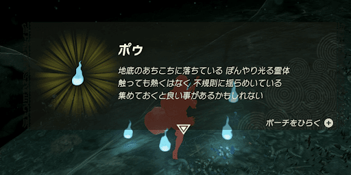 地底で光っているヒトダマを調べて入手