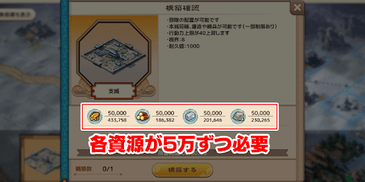 ブラウザ三国志天_各資源5万