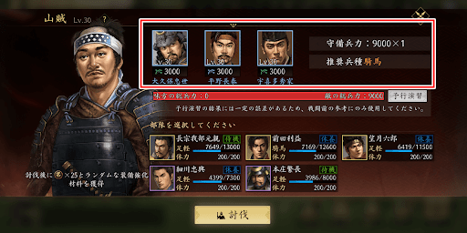 部隊編制の相性を確認する