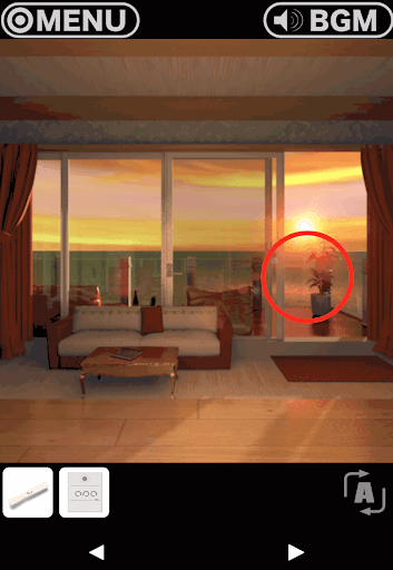 RESORT4黄昏クルーズへの脱出_部屋_窓の右側をタップしてテラスに移動する