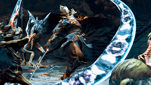 舞妓による流麗なアクションで敵を倒す