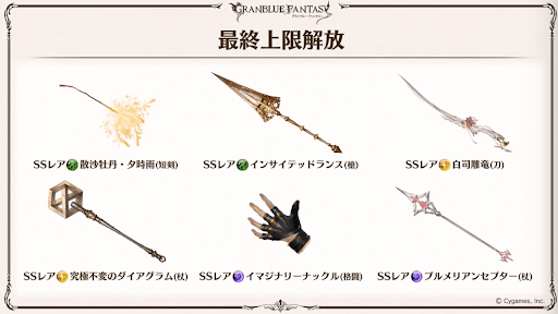 新たに最終上限解放が追加される武器2