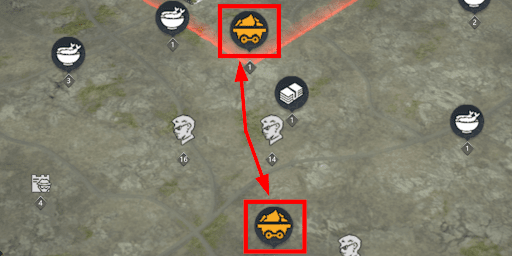 金鉱脈が遠い場合は目視で探す必要がある