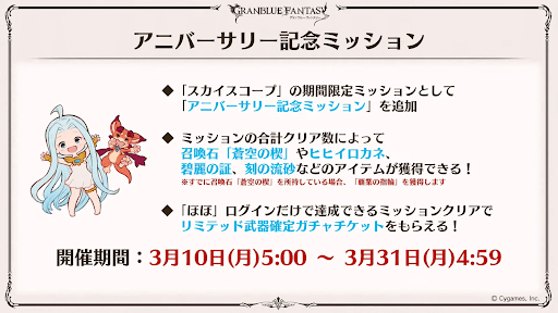 アニバーサリー記念ミッション