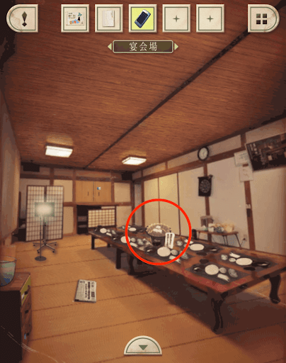 脱出ゲーム新館やすらぎの湯からの脱出_宴会場_鍋を拡大する