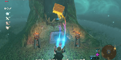 ゼルダBotW_石碑のある木の中に宝箱を置く