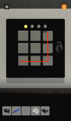 脱出ゲーム非常階段_2階_1階は反転したL字なので合うようにボタンを押し鍵をタップする