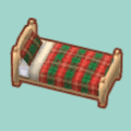 クリスマスチェックのベッド