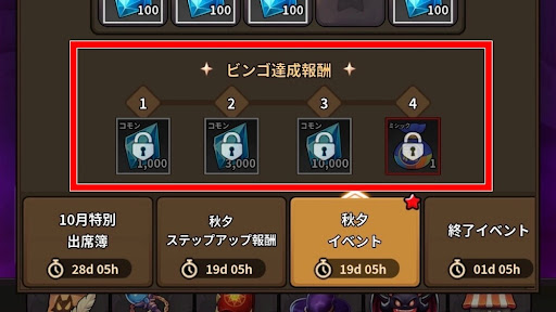 魔王魔法使い_ビンゴ達成報酬