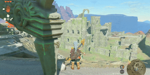 アッカレ遺跡内の穴にしゃがんで入る