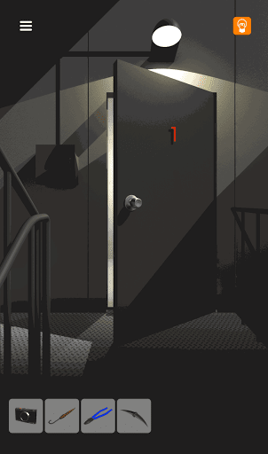 脱出ゲーム非常階段_1階_部屋の前に移動して扉を開けて中に入る